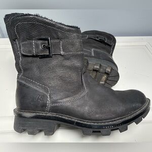 JOSEF SEIBEL womenโs 37 black chunky zipper / buckle boots